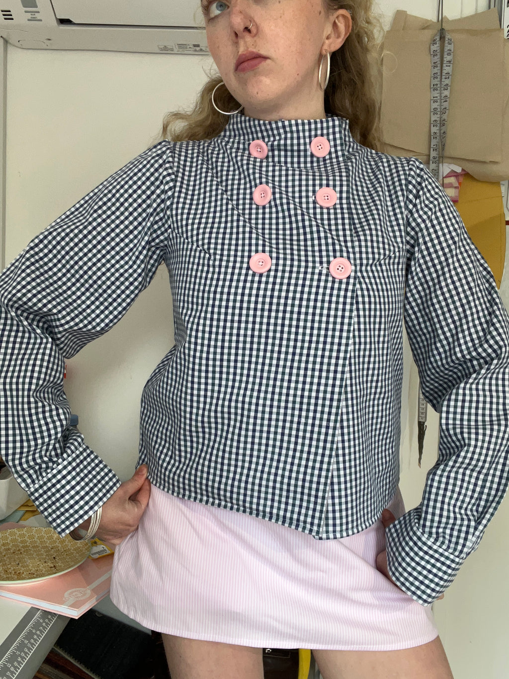 Peacoat style gingham jacket