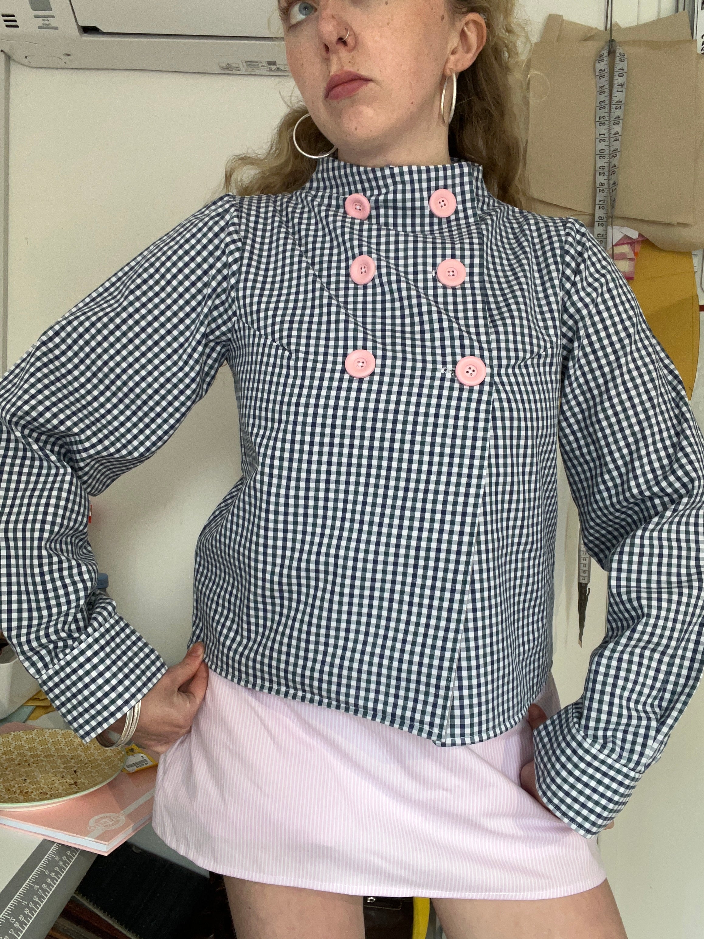 Peacoat style gingham jacket